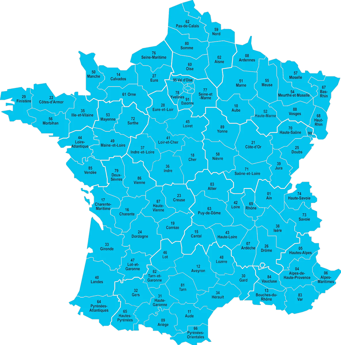 carte départements 67 et 68